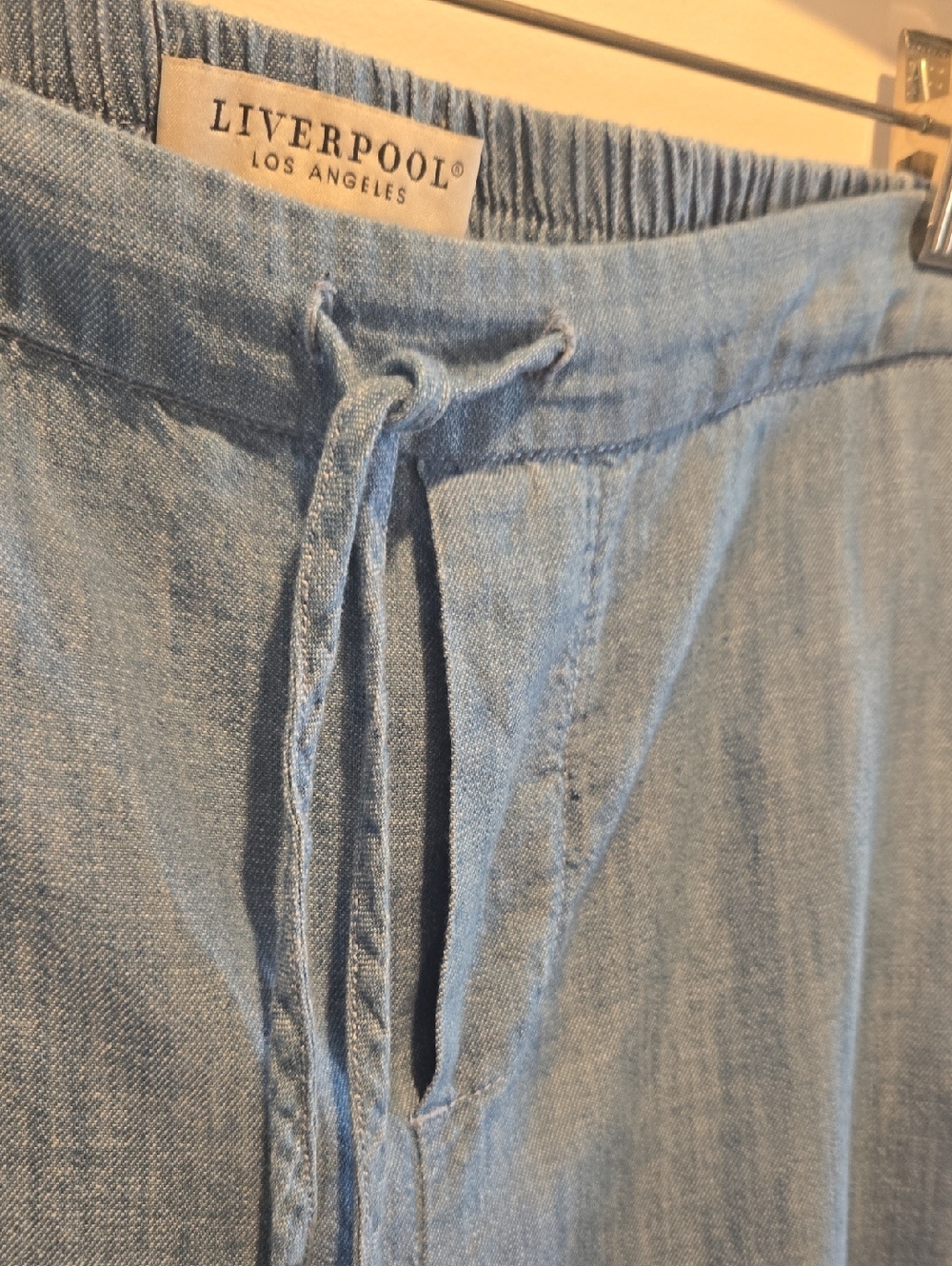 Liverpool Blue Chambray Drawstring Trousers - Picture 6 of 13